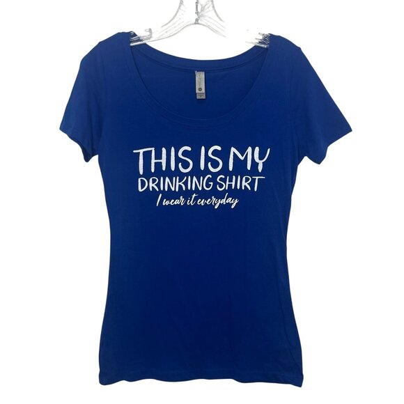 Next Level Apparel This Is My Drinking Shirt Graphic Tshirt Womens Medium Blue - Picture 1 of 7